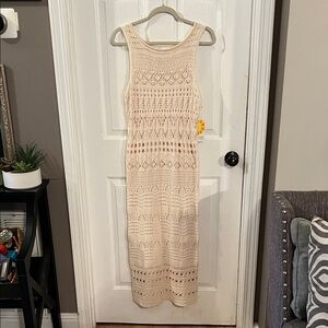 C&C California Cream Crochet Maxi Dress